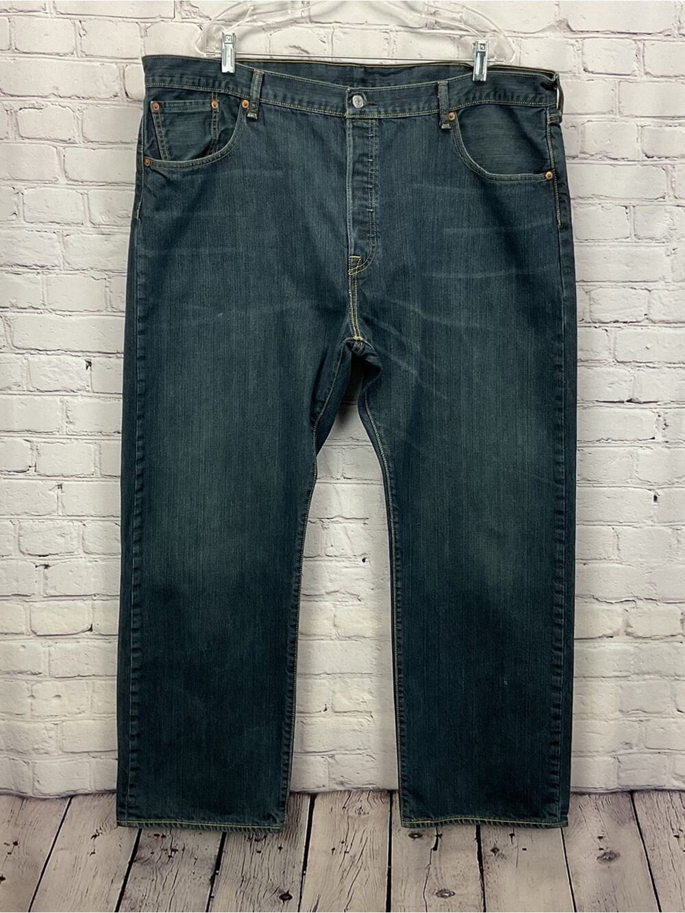 Levi’s 501 Jeans Men's 44x32 Blue Dark Wash Button Fly Straight Leg Festival